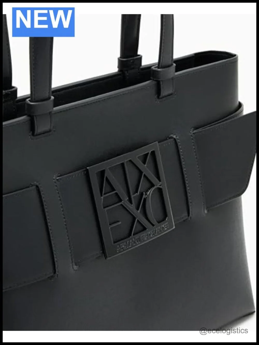 Armani Exchange Faux Leather Satchel Handbag with Top Handle Zipper Closure